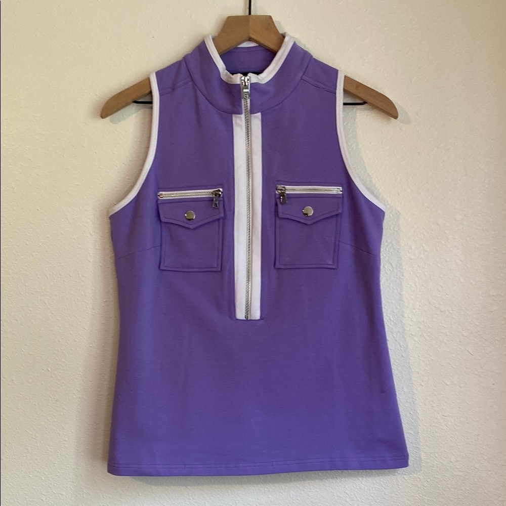 Boston Proper Purple Zippered Tank Top